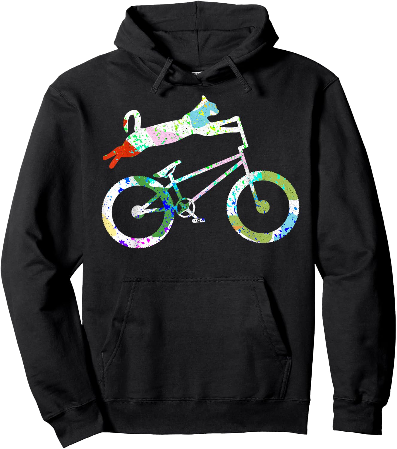 Cat On BMX Bike Kitten Lover Bike Cycling Bicycle Gift Hoodie - Hoodie | Black