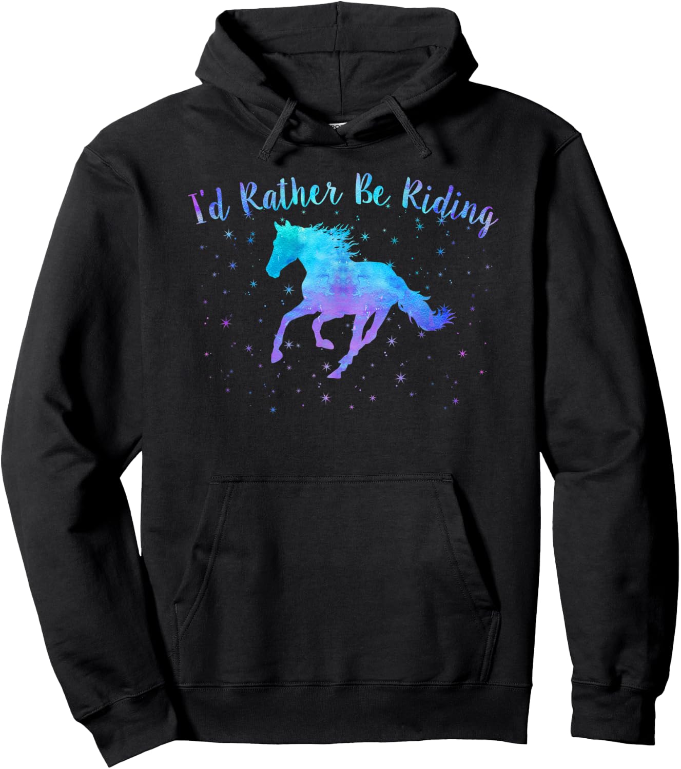 I'D RATHER BE RIDING Horses Teen Girls Women Equestrian Mom Hoodie - Hoodie | Black
