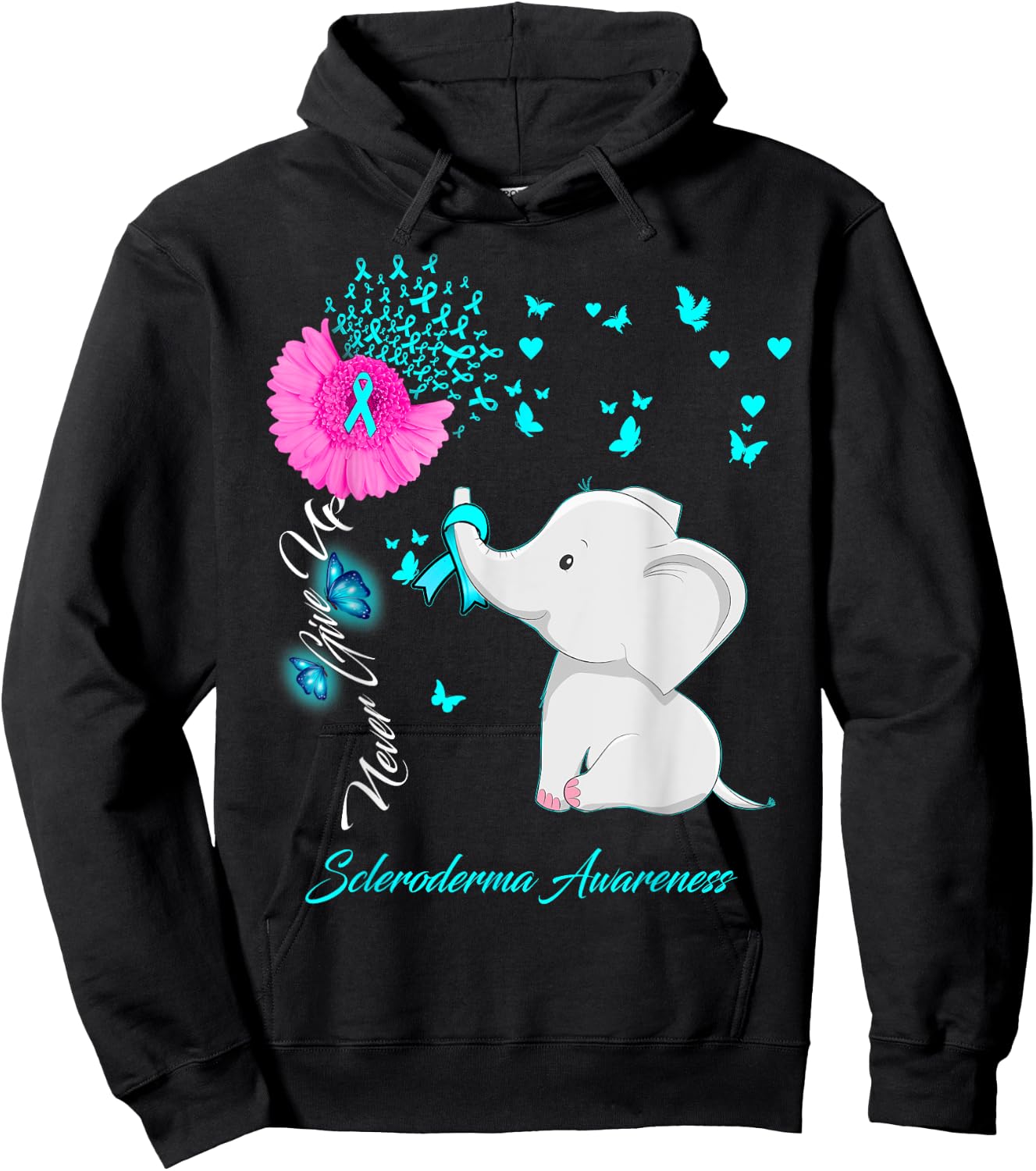 Elephant Scleroderma Awareness - Scleroderma Ribbon Gifts Hoodie - Hoodie | Black