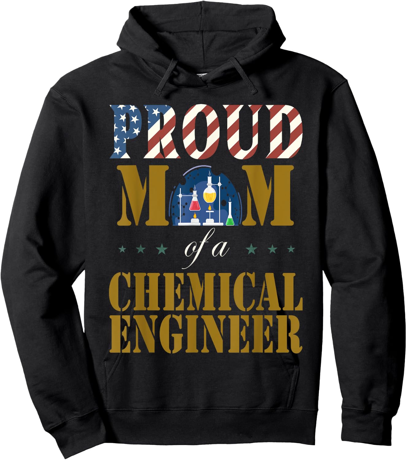 Vintage Flag American Proud Mom of a Chemical Engineer lover Hoodie - Hoodie | Black