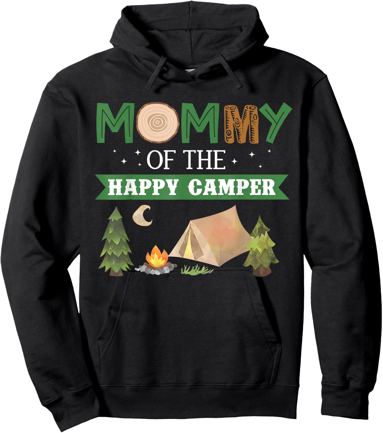 Mommy Of The Happy Camper Shirt Women 1st Bday Camping Trip Hoodie - Hoodie | Black