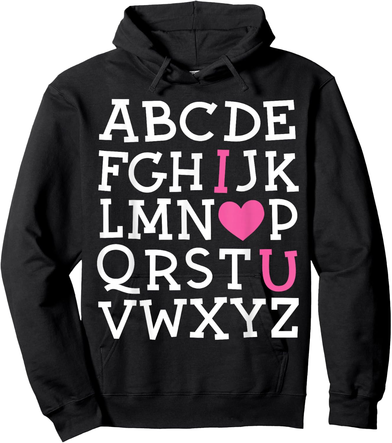Valentines Day ABC I Love You Alphabet Teacher Girls Boys Hoodie - Hoodie | Black