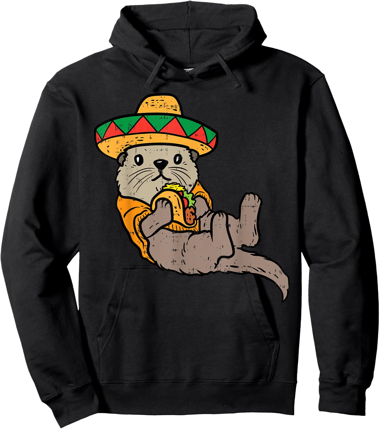 Mexican Otter Sombrero Taco Cinco De Mayo Fiesta Animal Hoodie - Hoodie | Black