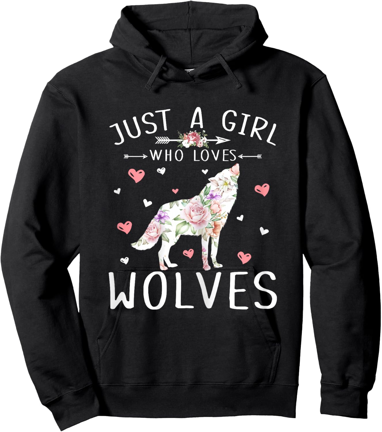 Just A Girl Who Loves Wolves Shirt - Wolf Lover Girls Gifts Hoodie - Hoodie | Black