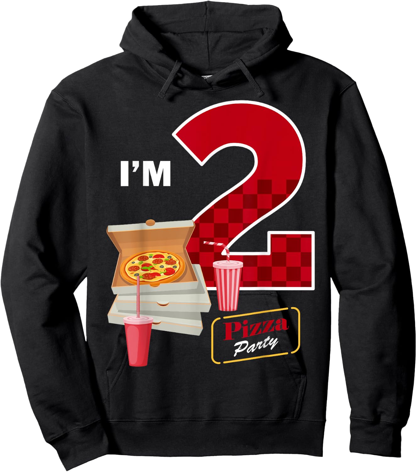 2nd Birthday Pizza Theme 2 Year Old Funny B-Day Matching Hoodie - Hoodie | Black