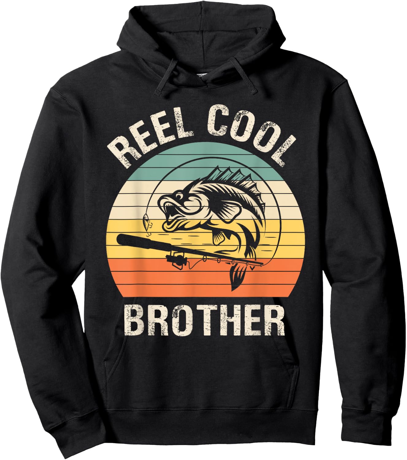 Reel Cool Brother Fishing Funny Gift Hoodie - Hoodie | Black