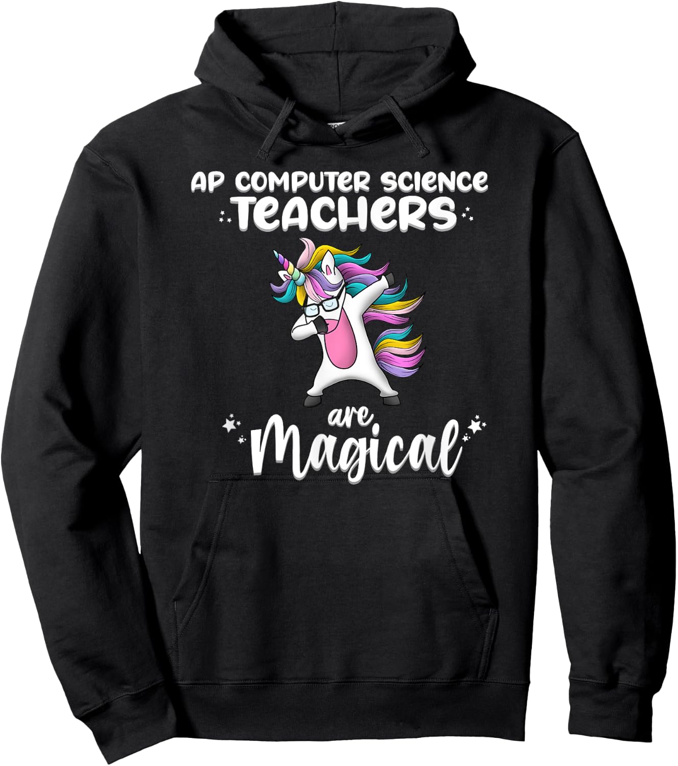 Unicorn Girl AP Computer Science Teacher Gift Awesome Funny Hoodie - Hoodie | Black