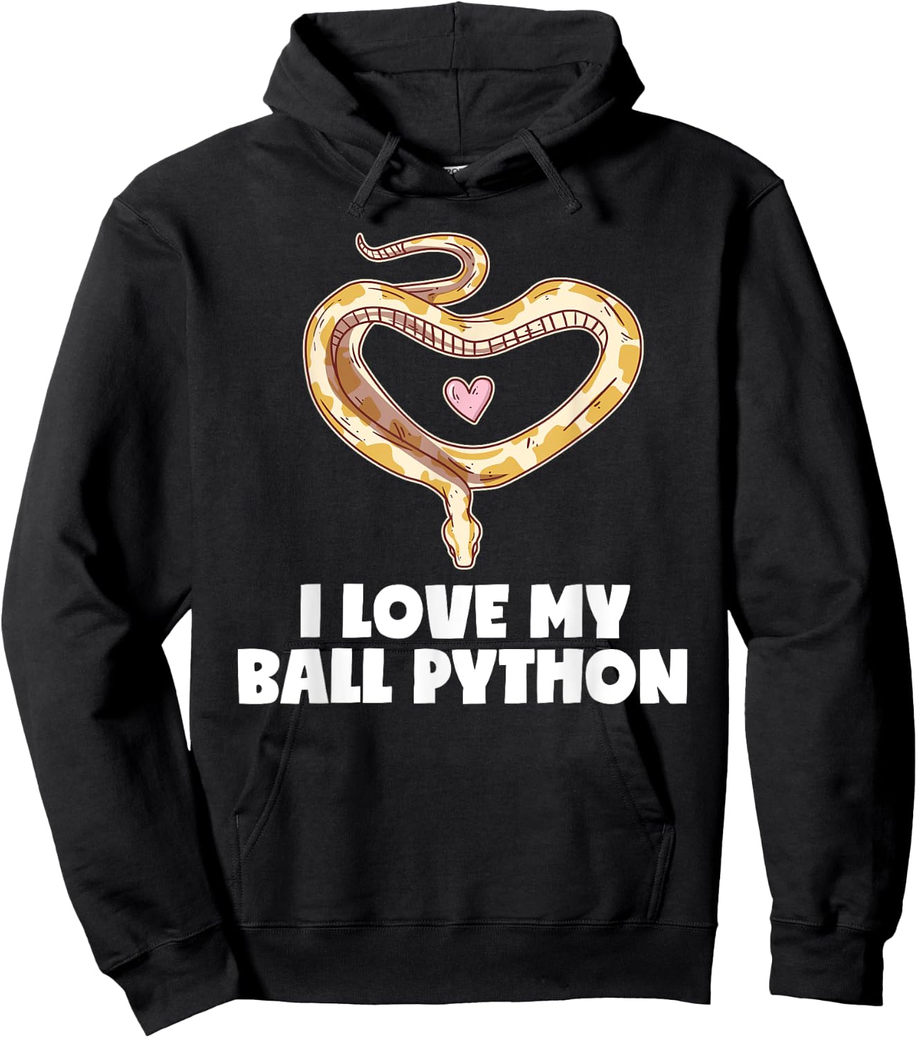 I Love My Ball Python Heart Pet Snake Animal Reptile Hoodie - Hoodie | Black