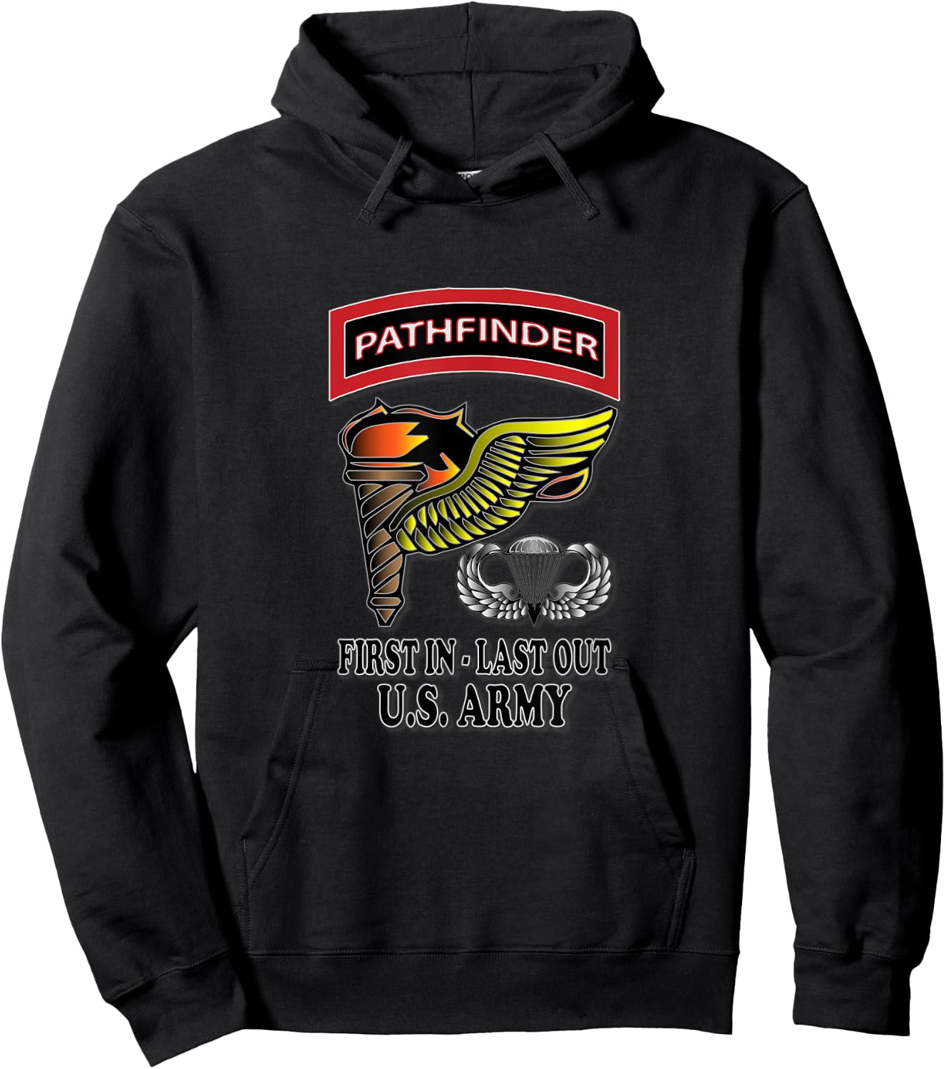 U.S. Army Pathfinder (Front Design) Hoodie - Hoodie | Black