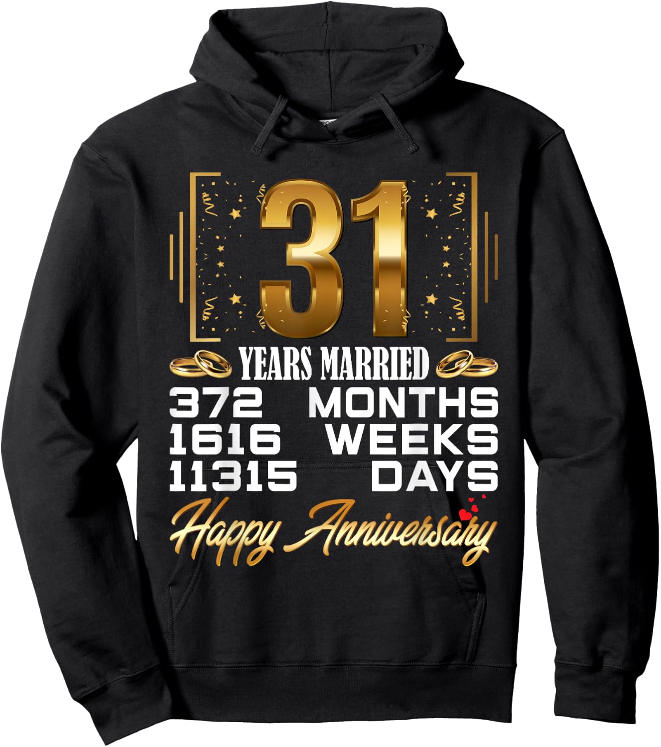 31 Years Married - Funny 31st Wedding Anniversary Hoodie - Hoodie | Black