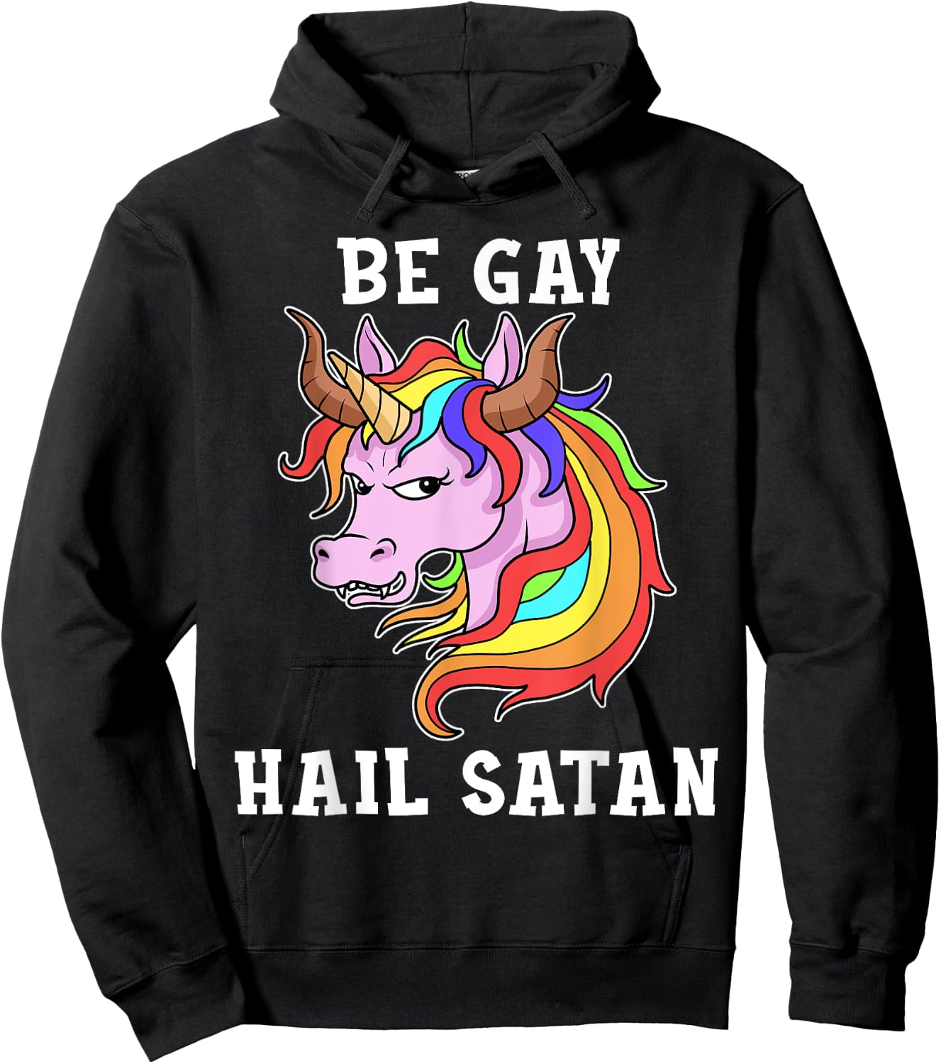 Be Gay Hail Satan Men Gay Pride Shirt Men Unicorn Hoodie - Hoodie | Black