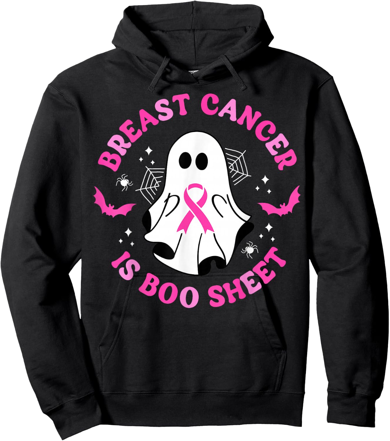 Breast Cancer Is Boo Sheet Awareness Halloween Pink Ghost Hoodie - Hoodie | Black