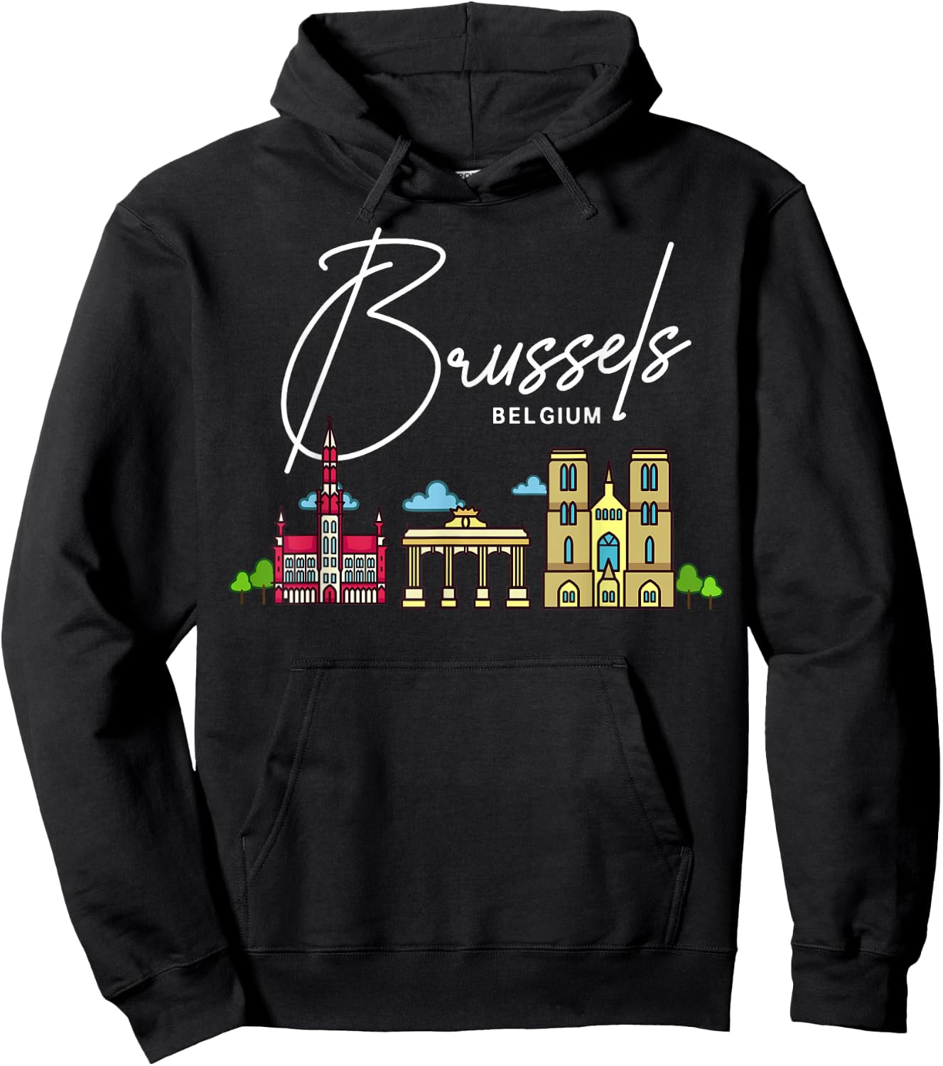 Brussels Belgium City Skyline Map Travel Hoodie - Hoodie | Black