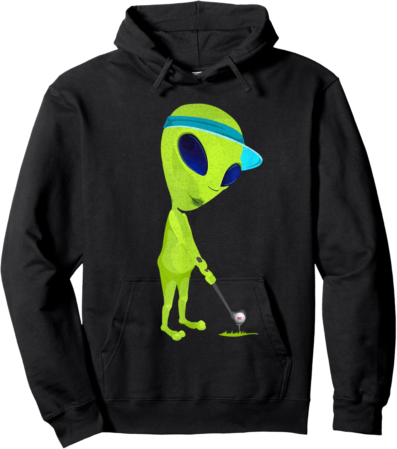 Funny Alien Playing Golf Parody Golfer UFO Golfing Space UFO Hoodie - Hoodie | Black