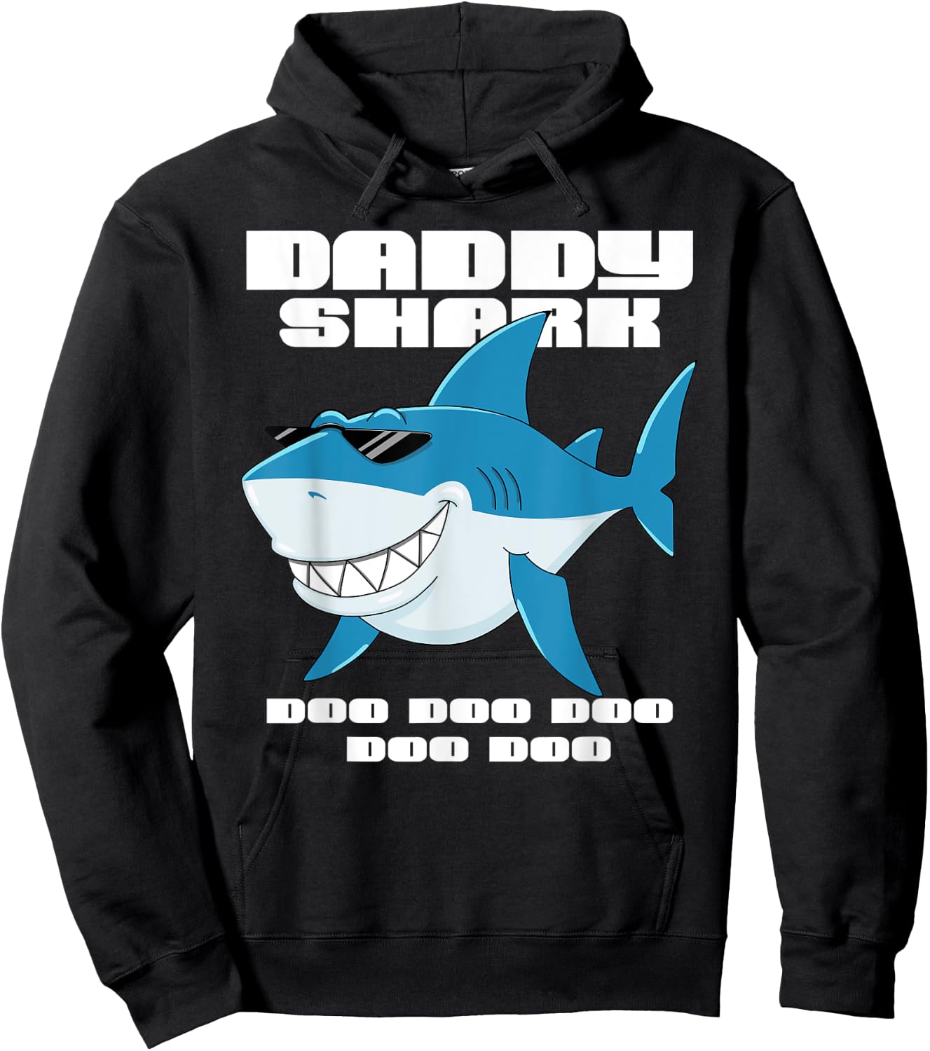 Daddy Shark shirt Funny Fathers Day Gift Kids dad Hoodie - Hoodie | Black