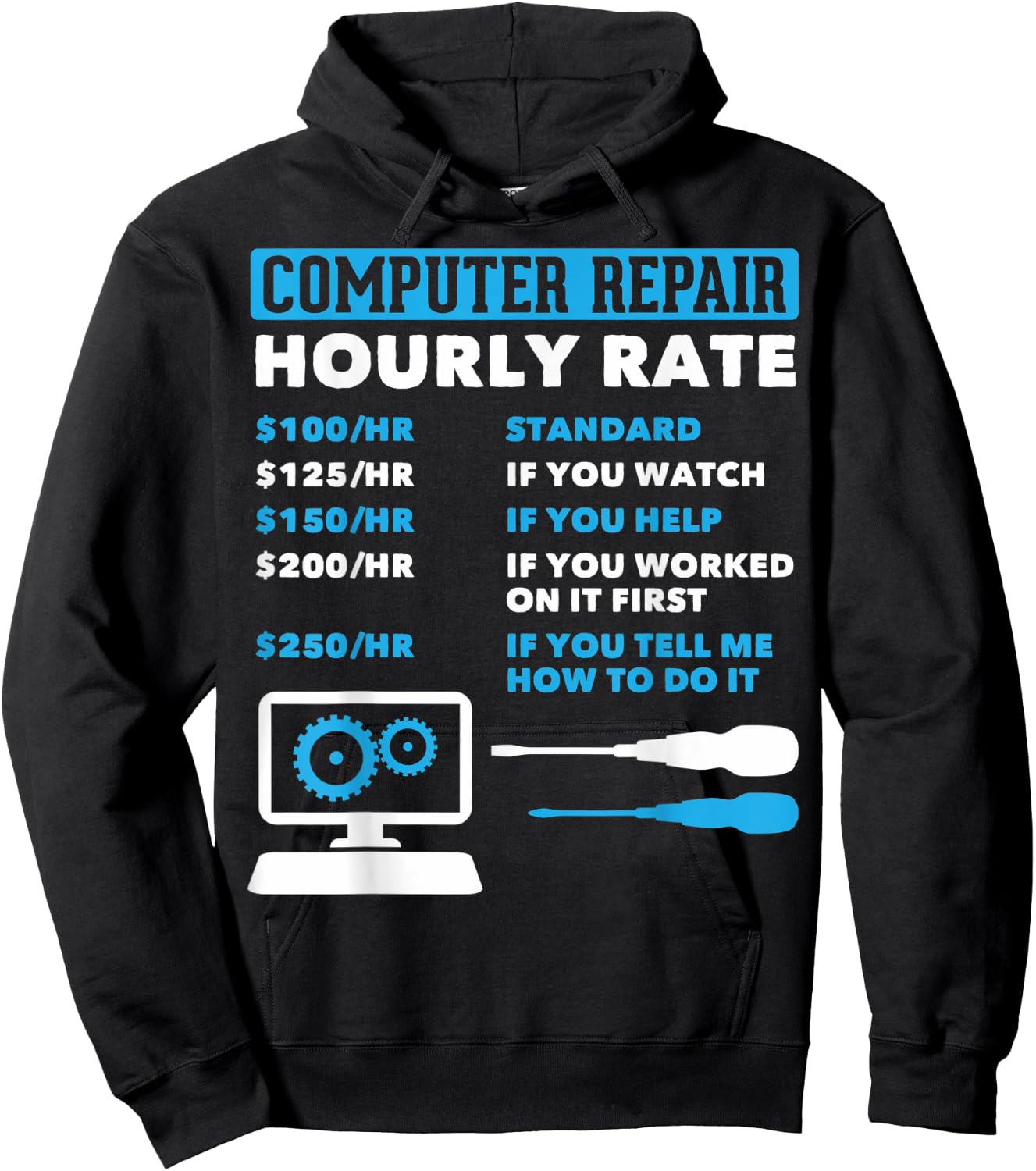 Computer Nerds Computer Repair Hourly Rate Computer Guys Hoodie - Hoodie | Black
