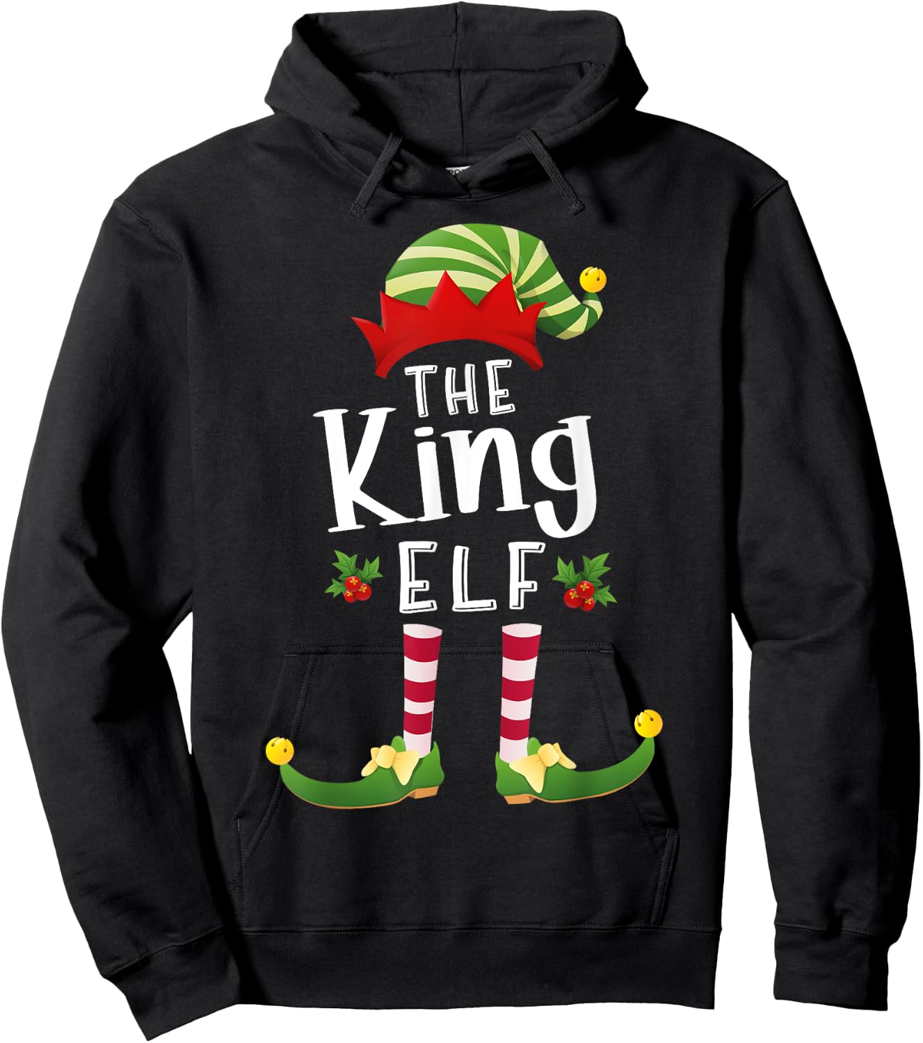 King Christmas Elf Matching Pajama X-Mas Party Hoodie - Hoodie | Black
