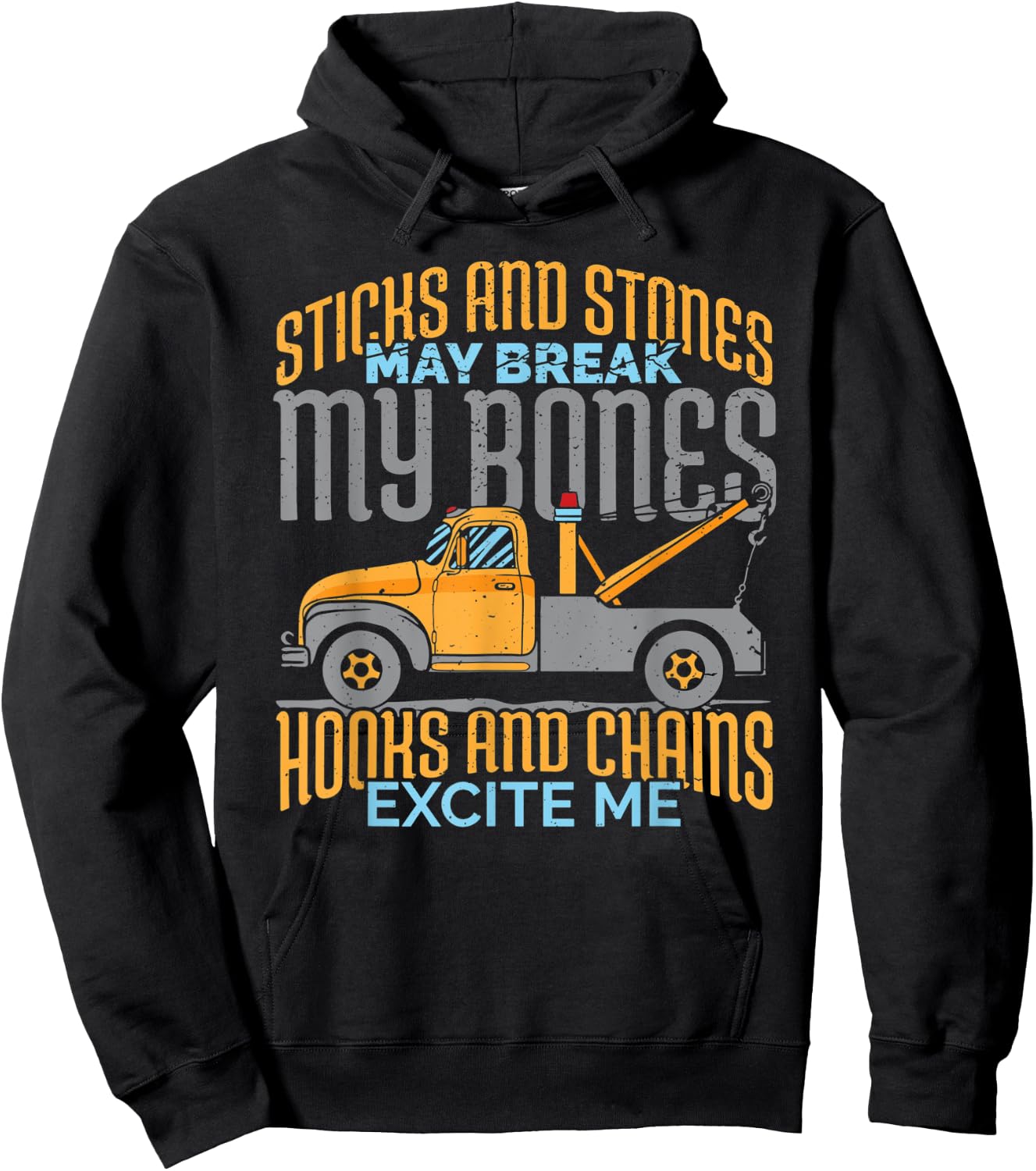 Truck Driver Gift: Hooks And Chains Excite Me Hoodie - Hoodie | Black