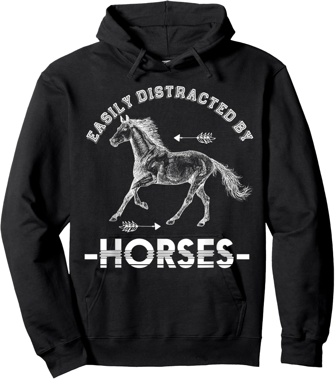 Equestrian Horse Riding Gift Easily Distracted By Horse Hoodie - Hoodie | Black