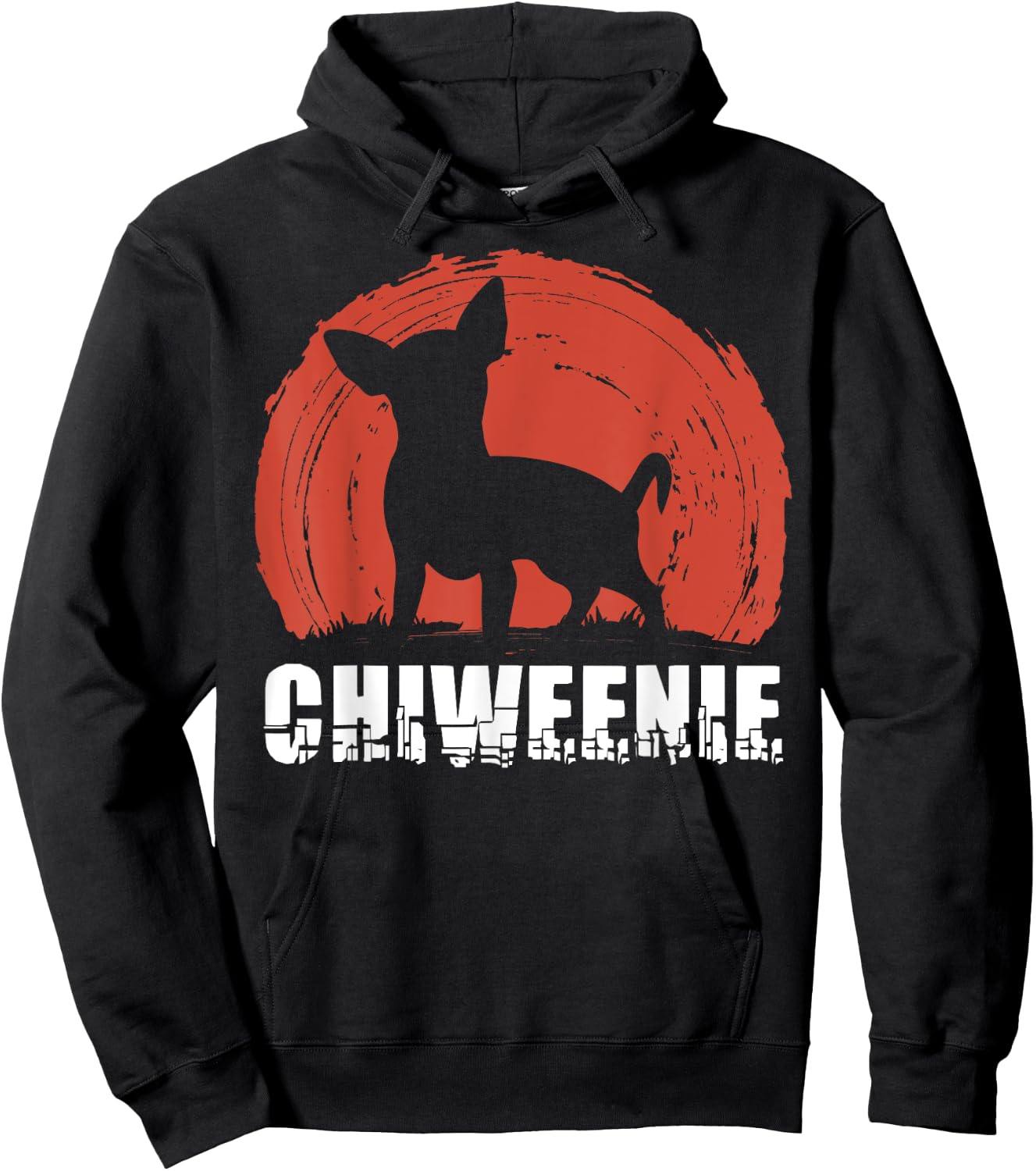 Cute Retro Chiweenie Silhouette Gift Design for Chiw Hoodie - Hoodie | Black