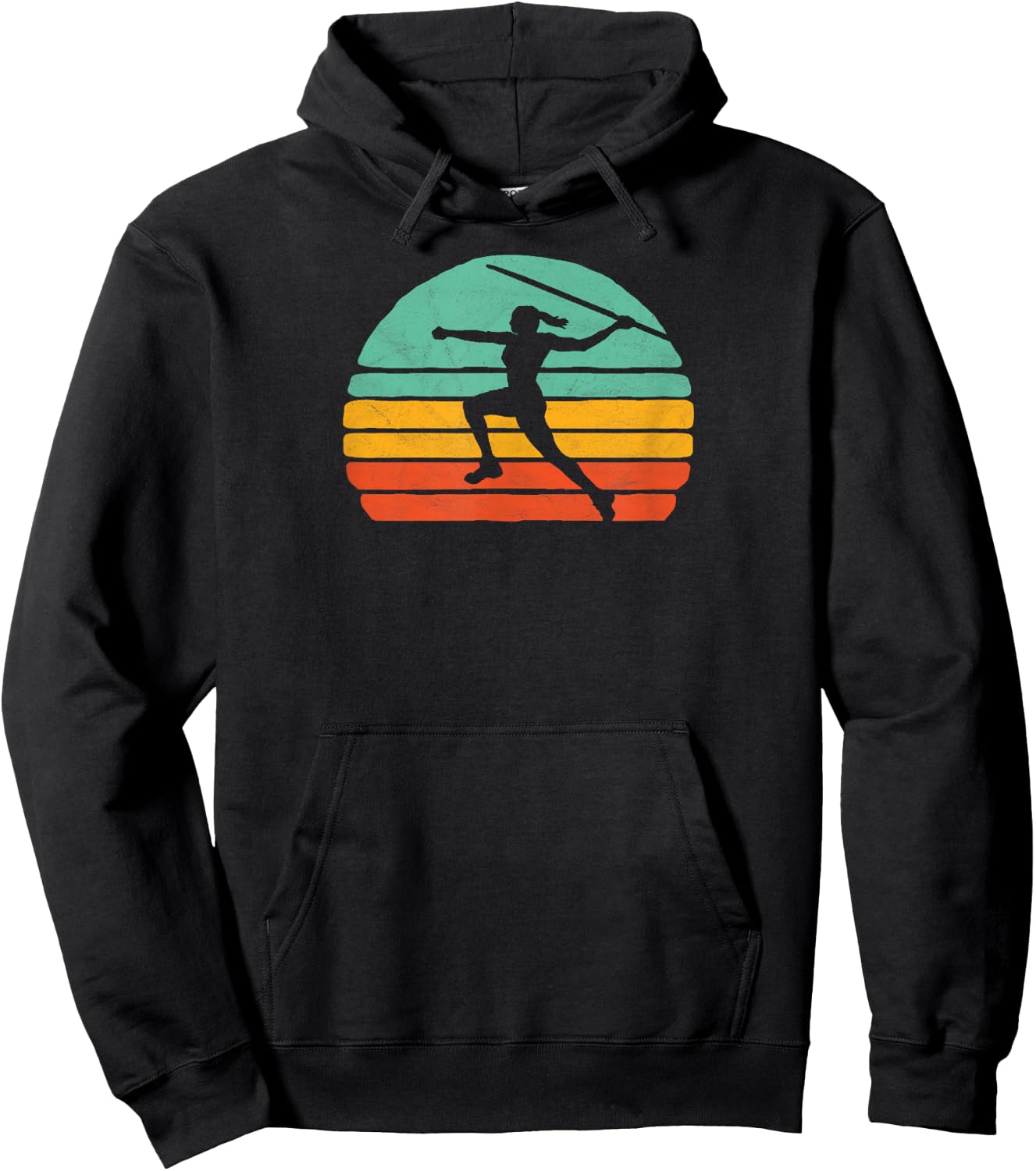 Vintage Vibe Eighties Track & Field Javelin Girl Retro Hoodie - Hoodie | Black