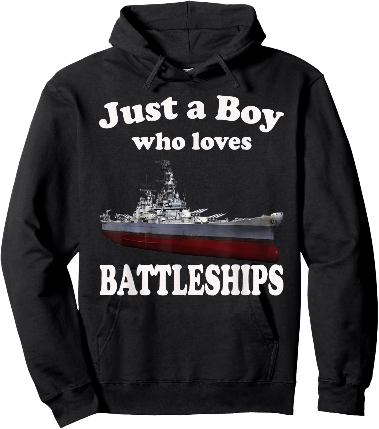 Boy Who Loves Battleship USS New Jersey BB-62 WW2 Warship Hoodie - Hoodie | Black