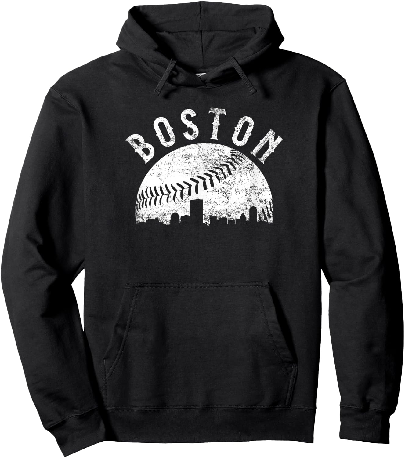 Vintage Boston Massachusetts Skyline Apparel Hoodie - Hoodie | Black