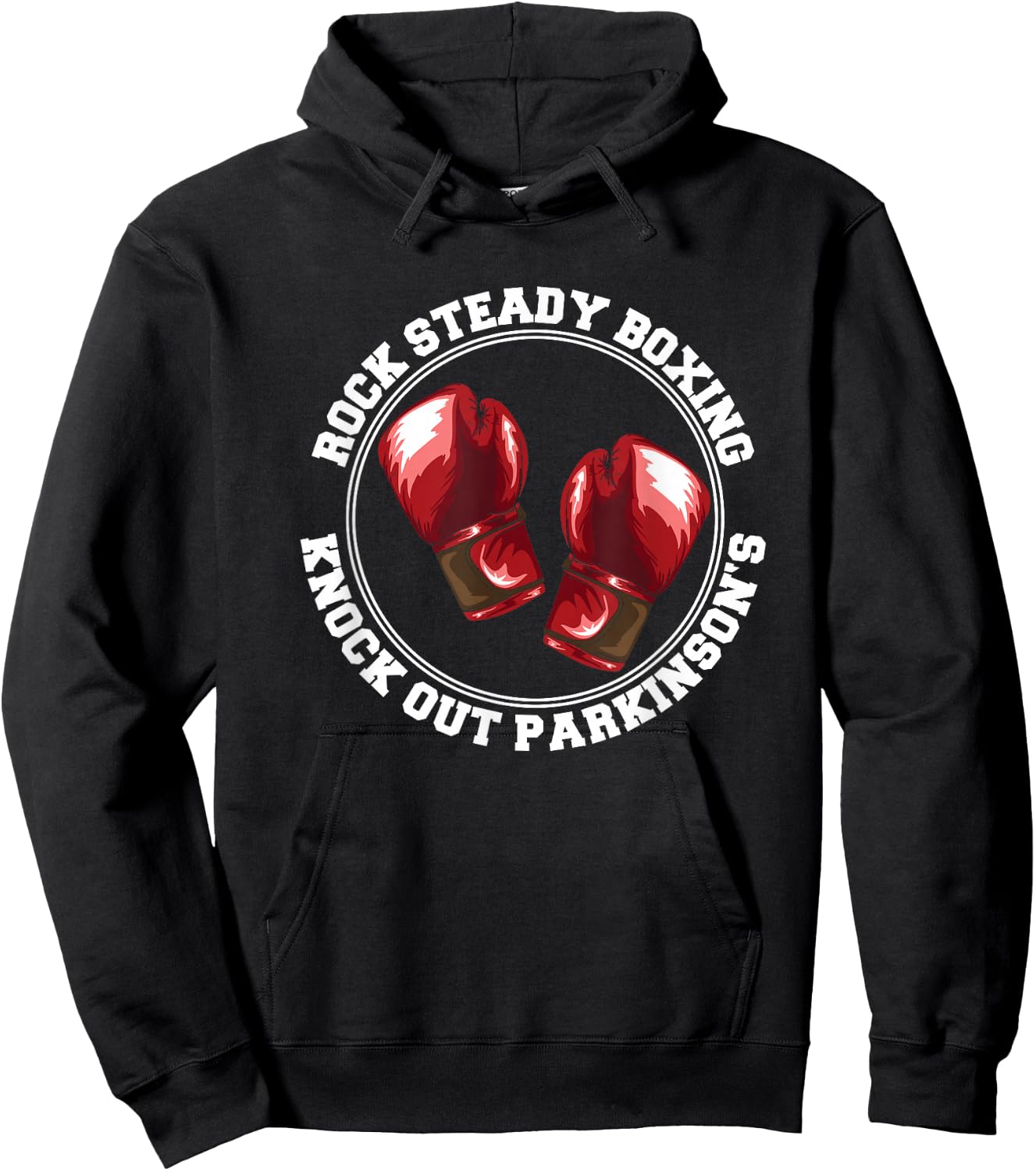 Rock Steady Boxing Knock Out Parkinsons Fighter Red Gloves Hoodie - Hoodie | Black