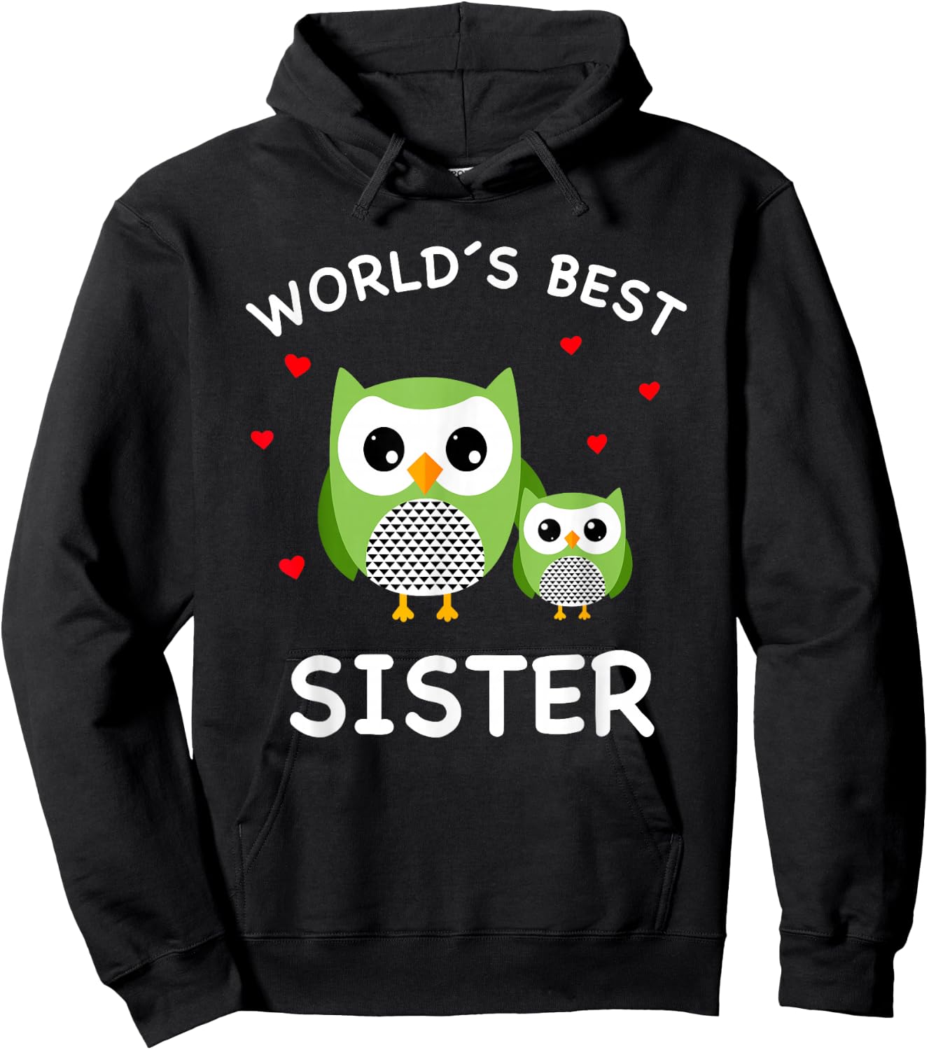 World's Best Owl Sister - Cute Animal Owls Best Sister Ever Hoodie - Hoodie | Black