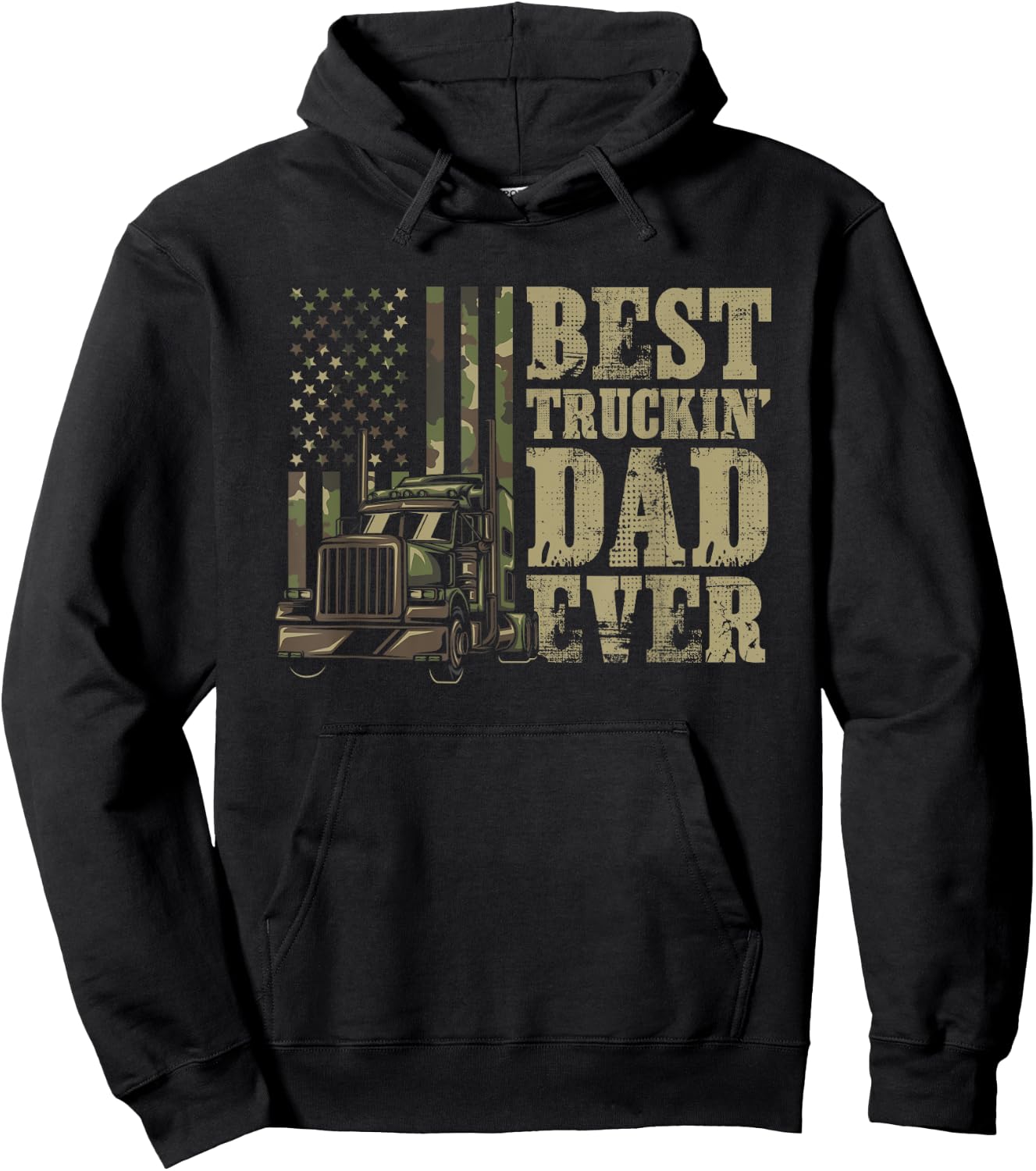 Best Trucking Dad Ever For A Trucker or Truck Driver Dad Hoodie - Hoodie | Black