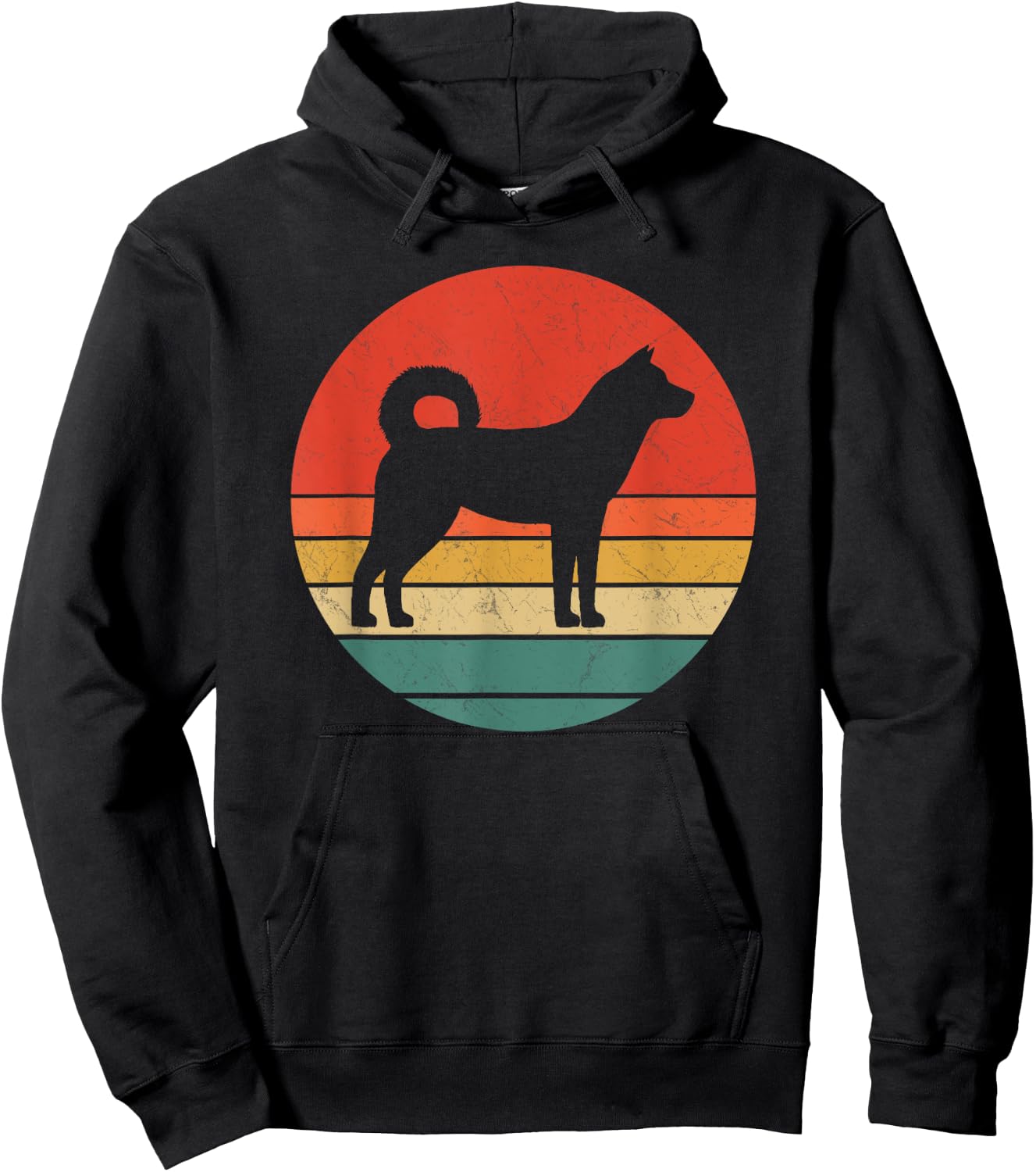 Korean Jindo Vintage Dog Silhouette Retro 70s Cute Dogs Gift Women Kids Hoodie - Hoodie | Black