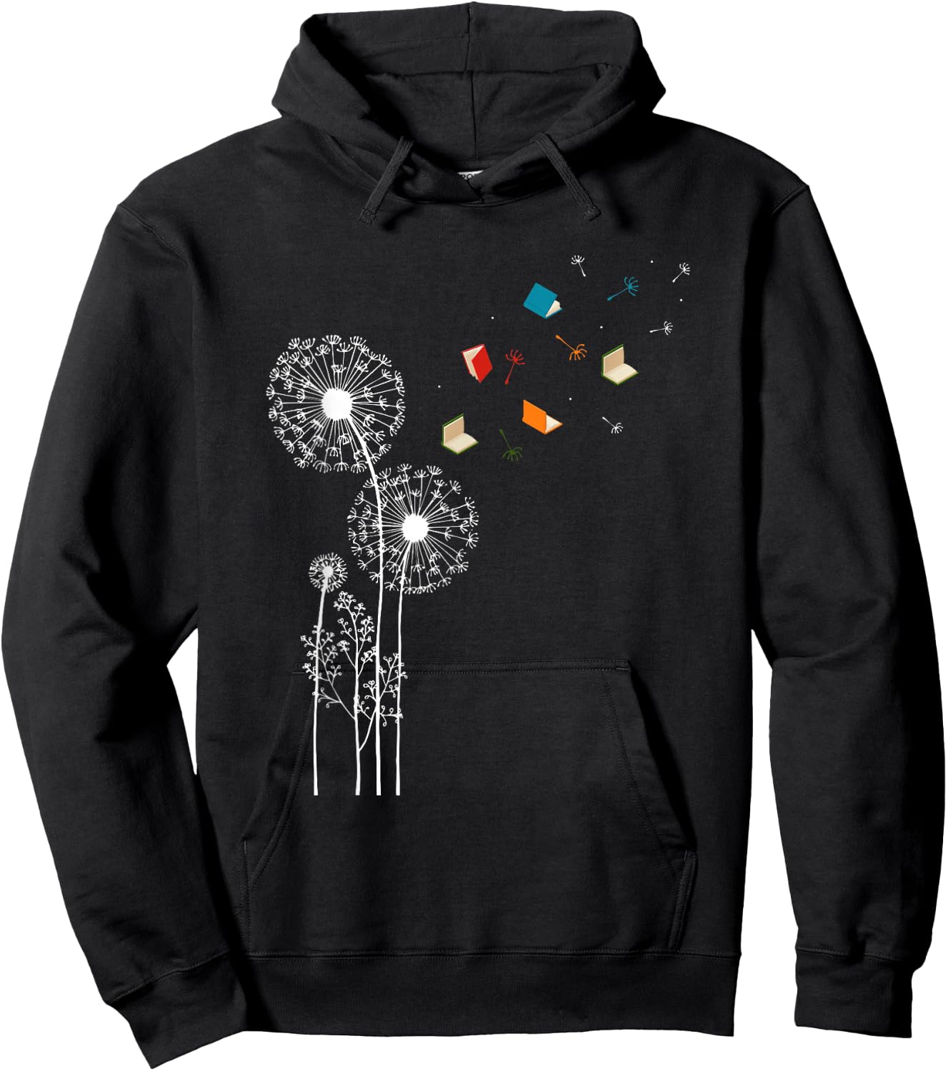 Bookworm Book Lover Gift Literature Dandelion Book Reading - -Adults and Kids - Black - Small - Short Sleeve Hoodie - Hoodie | Black