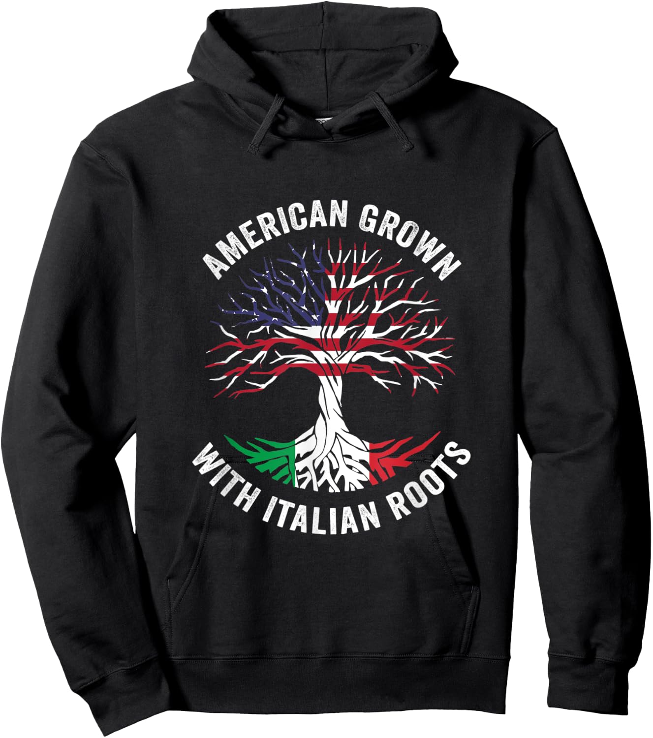 USA American Grown Italian With Roots Italy Hoodie - Hoodie | Black