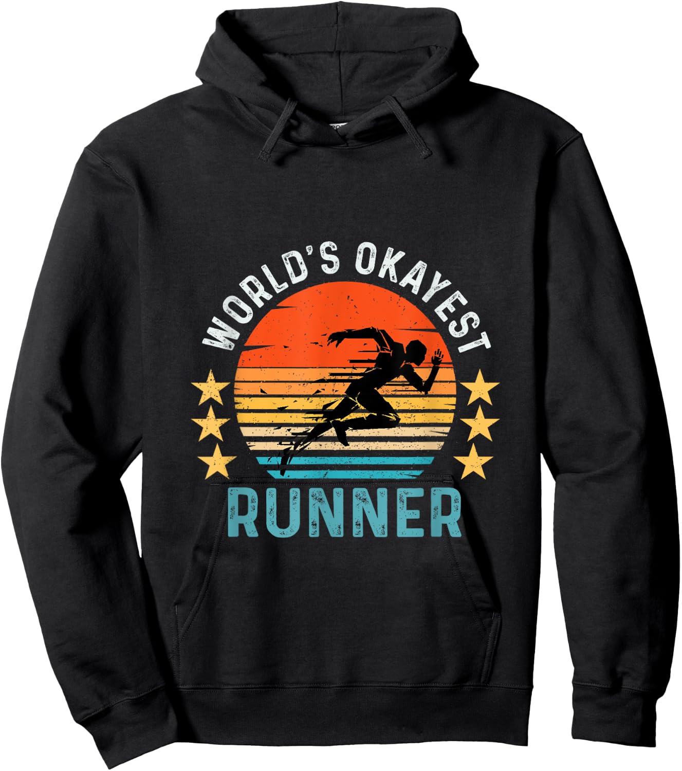 World's Okayest Runner Vintage Retro Funny Running Hoodie - Hoodie | Black