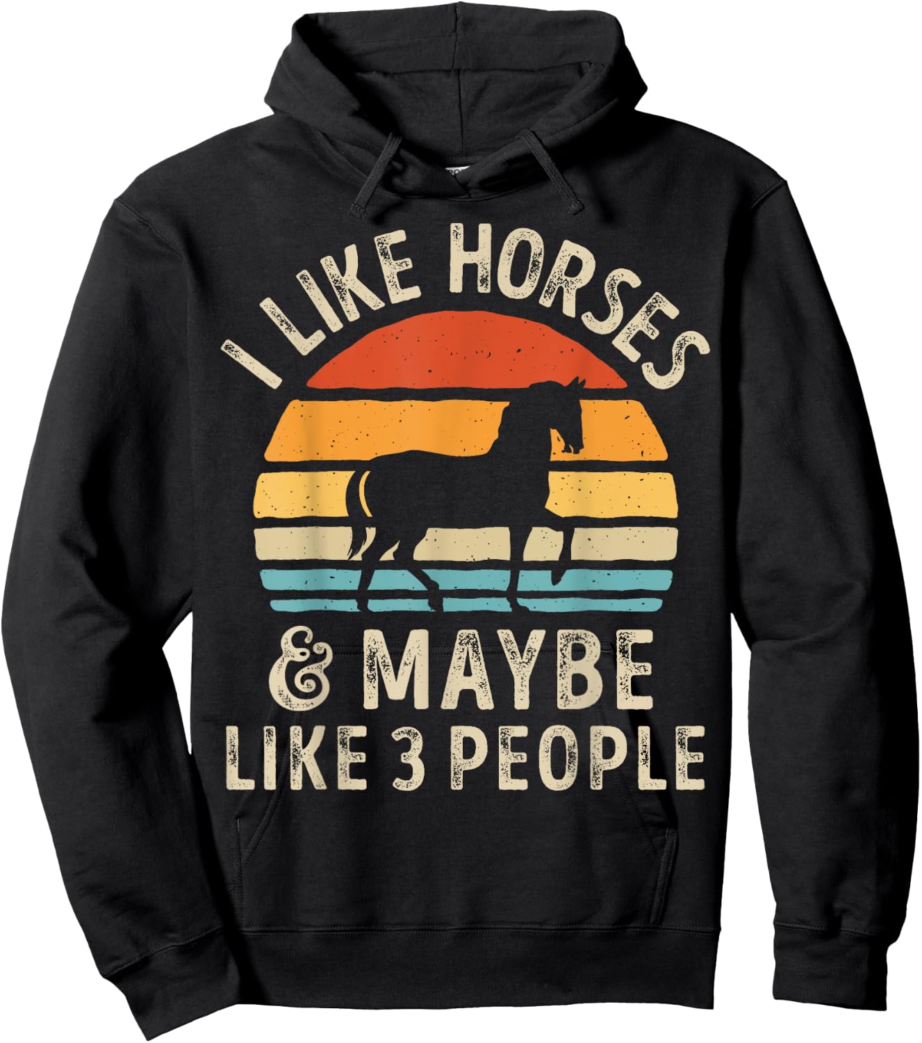 I Like Horses And Maybe Like 3 People Horse Lover Farm Retro Hoodie - Hoodie | Black