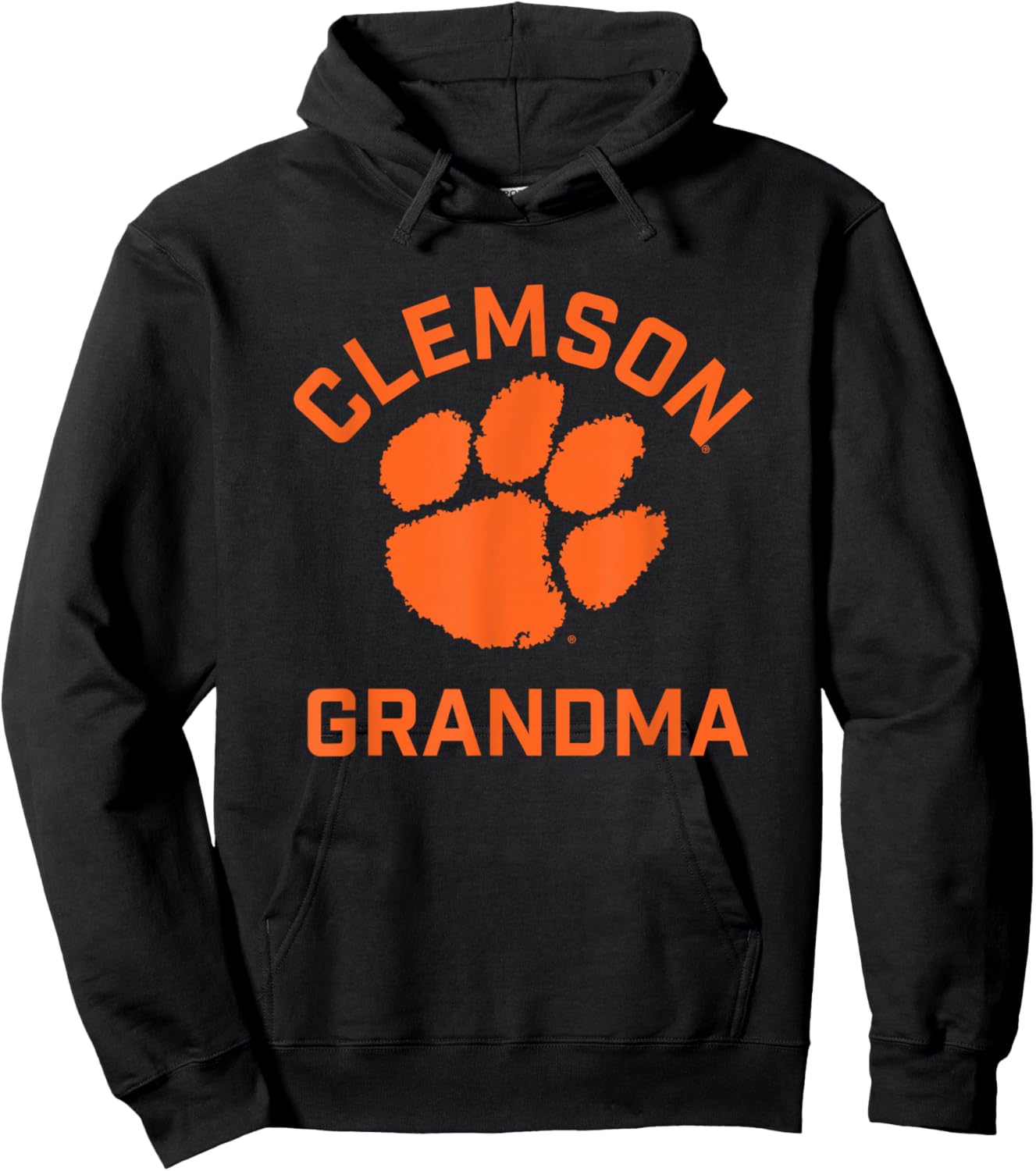 Campus Lab Clemson Tigers Arched Grandma - Purple, X-Small, , Short Sleeve, Modern, Letter Print, College, All Seasons, Sports, Casual, Clemson University Students, Alumni, Fans, Adults Hoodie - Hoodie | Black