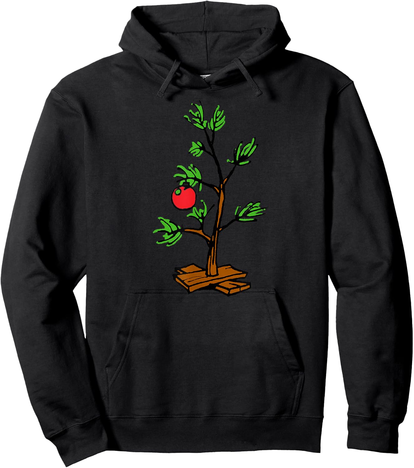 Peanuts Charlie Brown Holiday Tree Short Sleeve Hoodie - Hoodie | Black