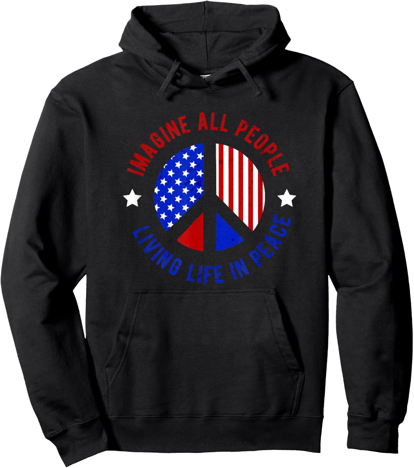 Imagine All People Living Life in Peace Hoodie - Hoodie | Black