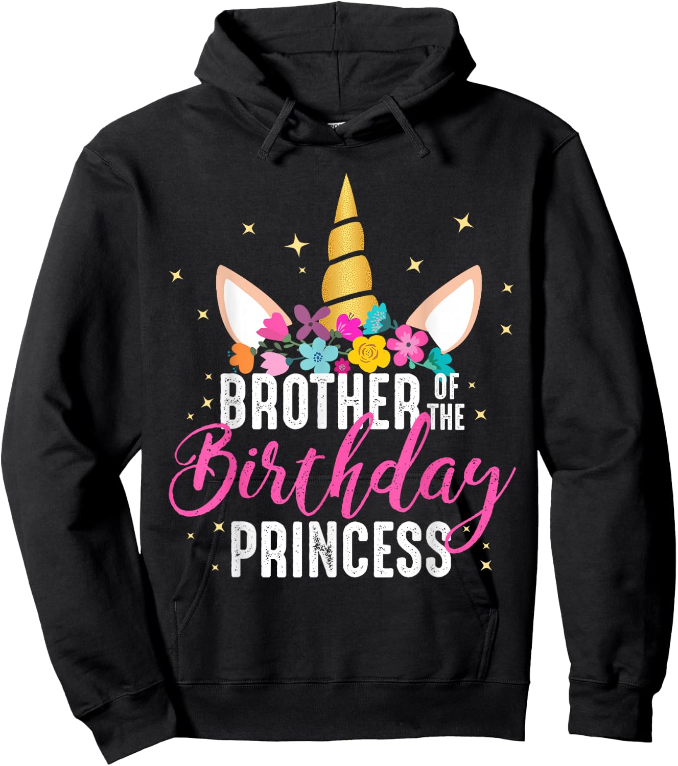 Brother Of The Birthday Princess Gift Unicorn Birthday Hoodie - Hoodie | Black