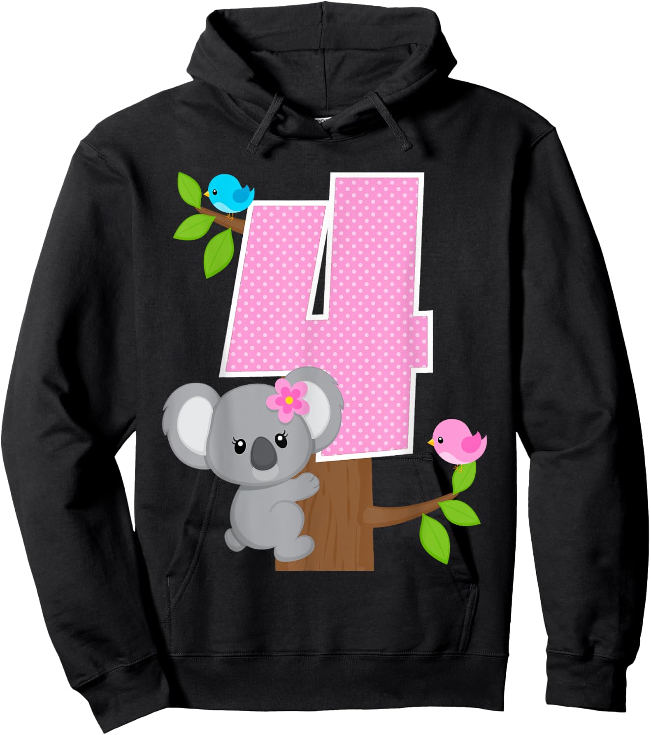 Koala Bear 4th Birthday Girl 4 Year Old Birthday Koalas Bday Hoodie - Hoodie | Black