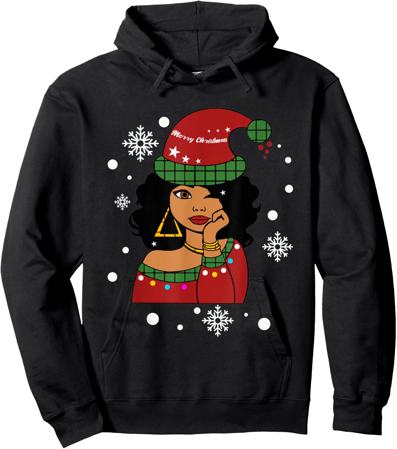 African American Christmas Santa Claus Hoodie - Hoodie | Black