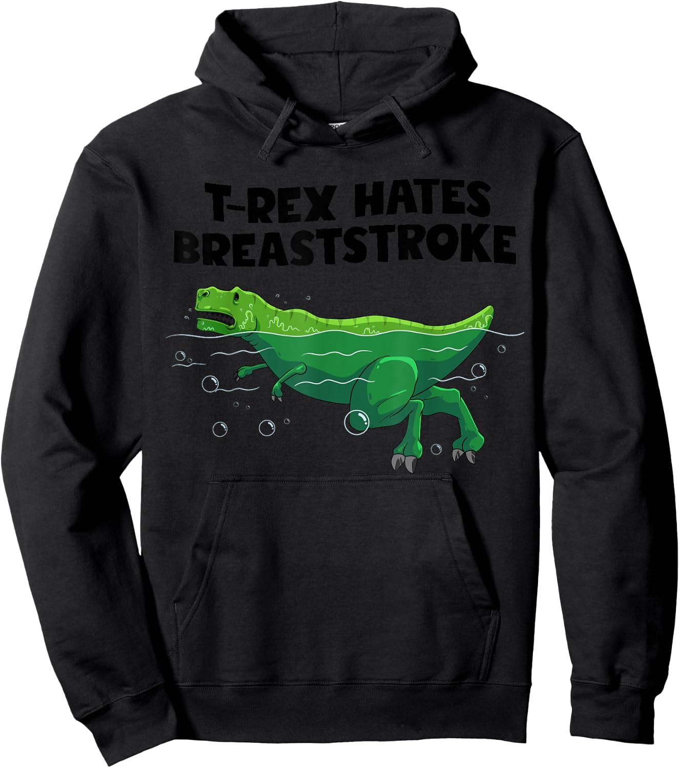 Funny T-Rex Gift Men Women Cool Dino Swimming Breaststroke Hoodie - Hoodie | Black