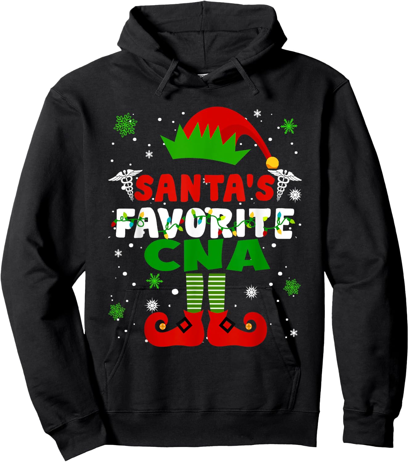 Santa's Favorite CNA Funny Christmas Gifts Hoodie - Hoodie | Black