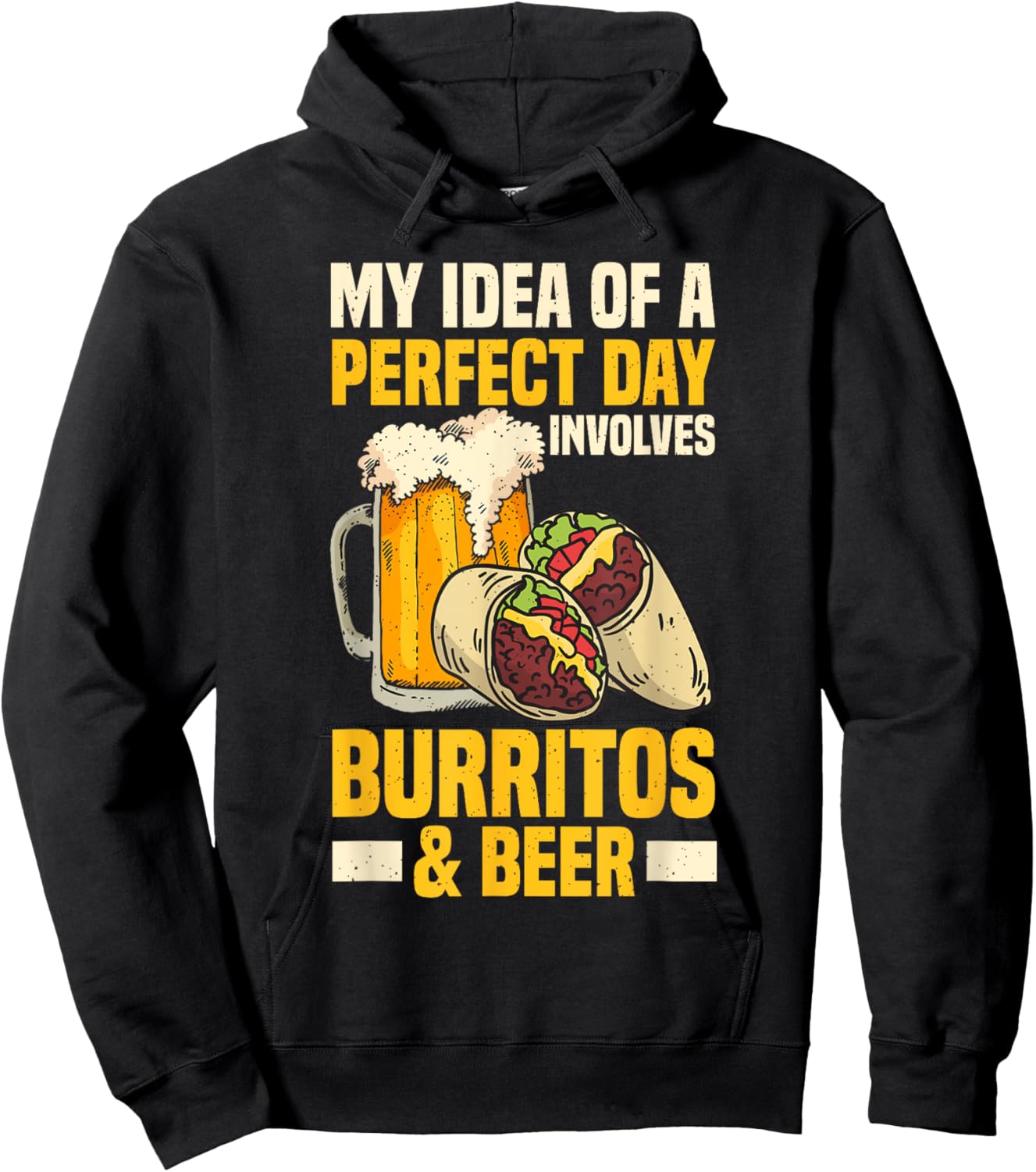 Mexican Food Burrito And Beer Lover Hoodie - Hoodie | Black
