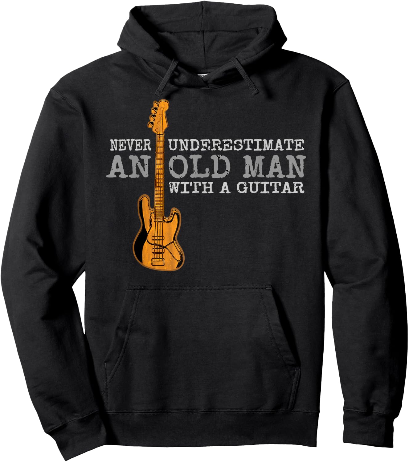 Vintage Never Underestimate an Old Man with a Guitar Music Hoodie - Hoodie | Black