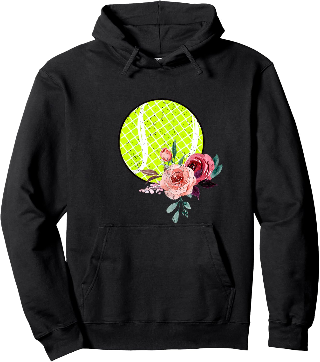 Floral Tennis Teen Girls and Women Flower Print Hoodie - Hoodie | Black