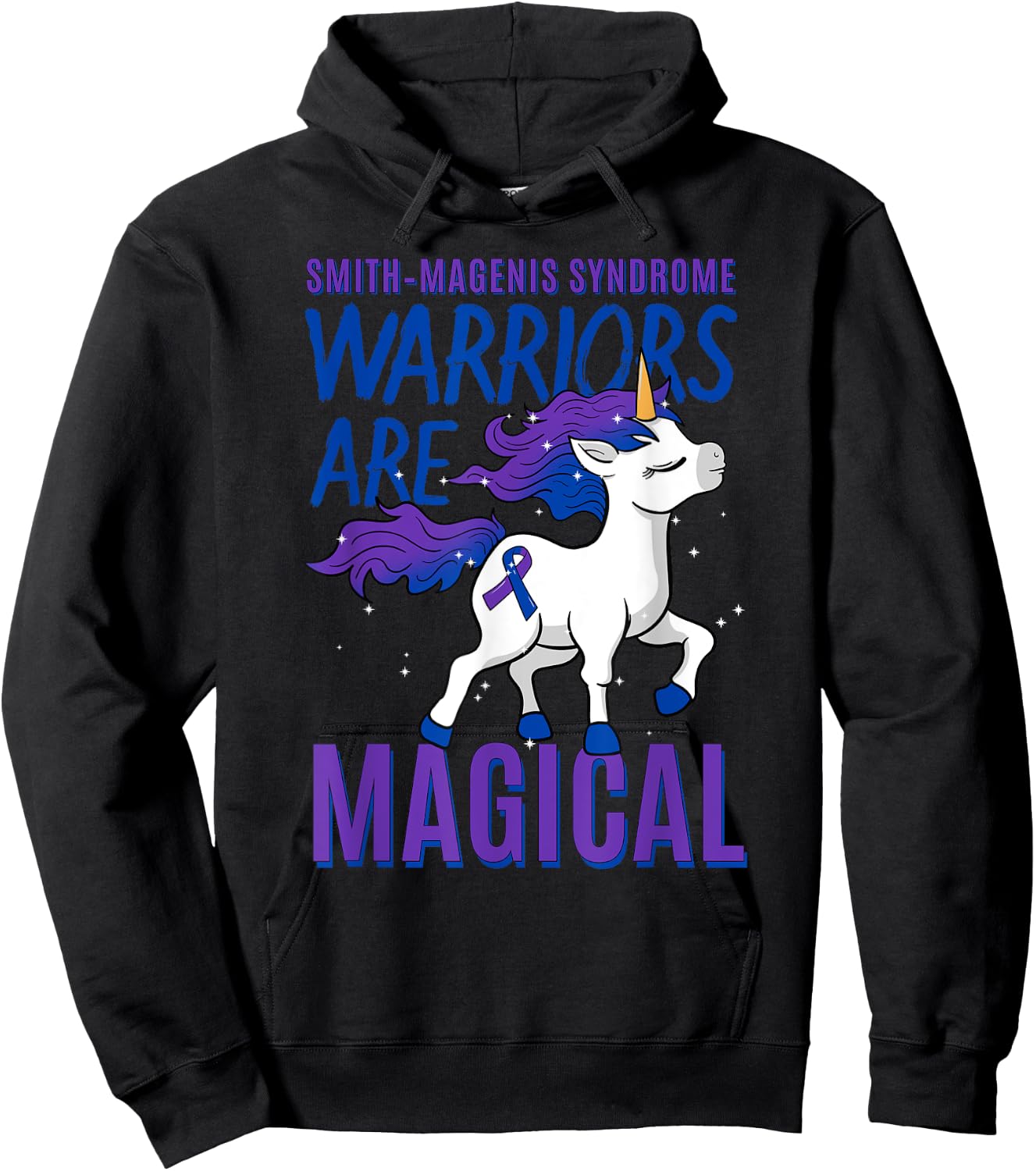 Smith–Magenis Syndrome Developmental Disorder SMS Unicorn Hoodie - Hoodie | Black