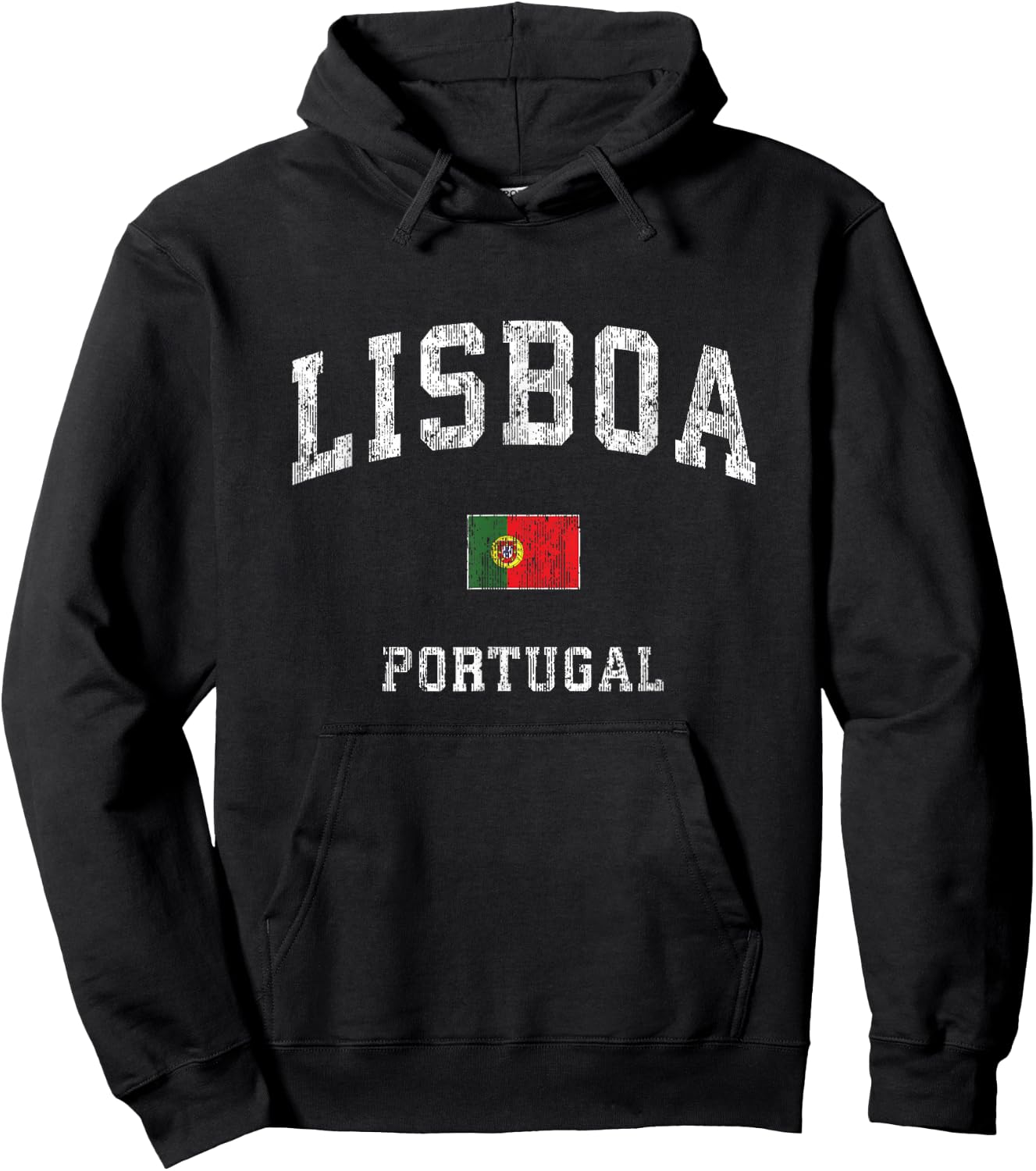 Lisbon Portugal Vintage Athletic Sports Design Hoodie - Hoodie | Black