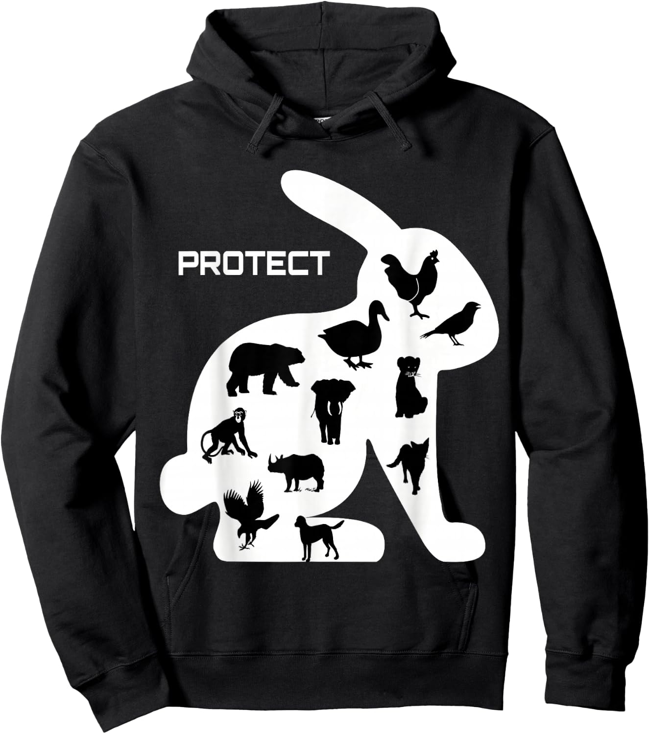Animal rights, cool Gift, duck, elephant Hoodie - Hoodie | Black