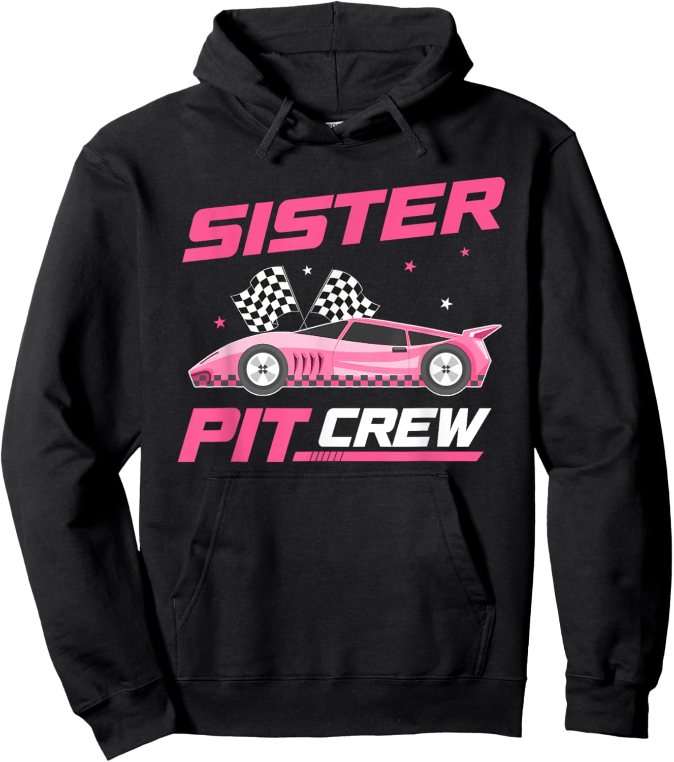 Girl Race Car Birthday Decorations Racing Sister Pit Crew Hoodie - Hoodie | Black